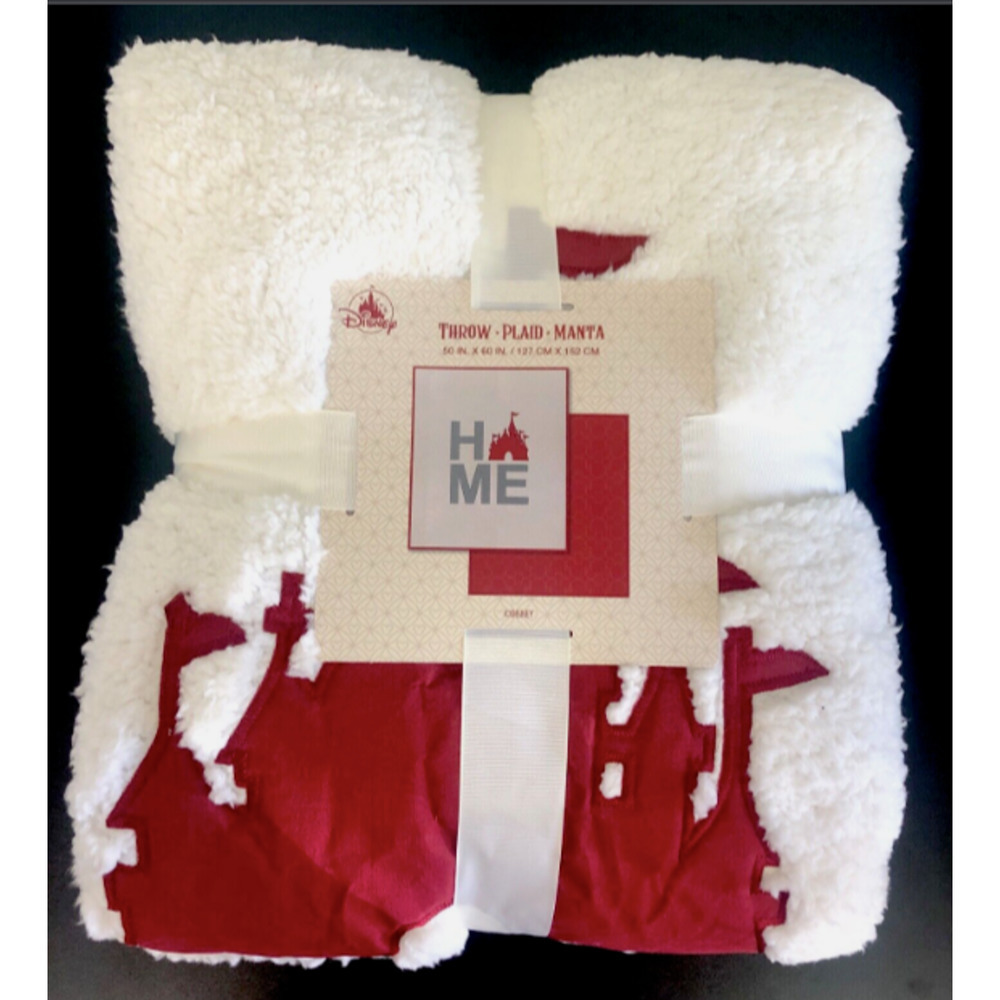 Disney Parks Home Collection Castle Reversible Fuzzy Throw Blanket 50x60 Red